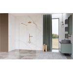 Fortifura Galeria Vrijstaande Inloopdouche - 110x200cm - Helder - antikalk - 8mm veiligheidsglas - wandsteunen - Geborsteld Gunmetal PVD SW992809