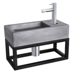 Differnz Ravo pack lave-mains – 38,5 x 18,5 x 25 cm – béton gris foncé – robinet droit chromé – avec cadre noir SW373242