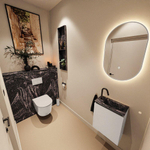 MONDIAZ TURE-DLUX Meuble toilette - 40cm - Linen - EDEN - vasque Lava - position droite - 1 trou de robinet SW1103854