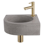 Fortifura Fuente pack lave-mains d'angle – 31,5 x 31,5 x 10 cm – béton gris – robinet doré mat SW1111544