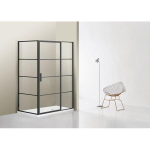 Marenza Bellini Cabine de douche - 110x100cm - panneau fixe - verre de sécurité - cadre lignes extérieur - anti-calcaire - noir mat SW543444