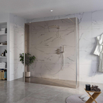 Fortifura Galeria Vrijstaande Inloopdouche - 180x200cm - Rookglas - antikalk - 8mm veiligheidsglas - 2 zijwanden - 40cm - wandsteunen en hoekprofielen - PVD - geborsteld RVS SW996287