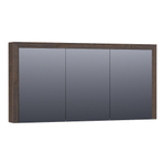 BRAUER Rise armoire de toilette - 140x70x15cm - sans éclairage - avec 3 portes miroir double face - chêne à lamelles noir SW371812