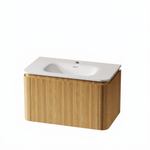 Royal Plaza Terra Ensemble meuble de salle de bains - 80x47x46cm - vasque en solid surface blanc brillant - 1 vasque - 1 trou de robinet - 2 tiroirs - sandwood (chêne clair) SW1447015