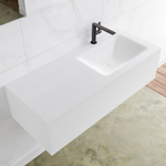 Mondiaz Lagom Meuble avec 1 tiroir 110x30x45cm vasque Cloud droite 1 trou de robinet Solid Surface Talc SW408962