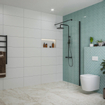 Fortifura Galeria Douche à l'italienne - 50x200cm - verre clair - Noir mat SW917227