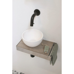 Ink Jazz XS fontein – rond – 36x20 cm – polystone wit mat – waskom links – frame RVS en plateau eiken greige SW541205