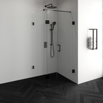 BRAUER Create Cabine de douche carrée en 3 parties 90x90cm sans profilé avec verre de sécurité anticalcaire 8mm noir mat SW223670