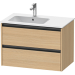 Duravit ketho meuble avec 2 tiroirs pour lavabo à gauche 81x48x54.9cm avec poignées anthracite chêne naturel mat SW772790