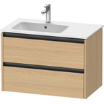 Duravit Ketho.2 Wastafelonderbouwkast - met 2 laden - voor waskom links - 81x48x54.9cm - met grepen antraciet - natuur eiken mat SW772790