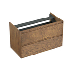Forzalaqua Reno 2.0 wastafelonderkast 100x51x60cm met 2 softclose greeploze lades Massief Eiken Castle Brown SW492336