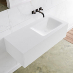 Mondiaz Lagom Meuble avec 1 tiroir 100x30x45cm vasque Cloud droite sans trous de robinet Solid Surface Talc SW408977