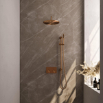 BRAUER Copper Edition Thermostatische Regendouche inbouw - drukknoppen - SET 64 - 30cm hoofddouche - gebogen muurarm - staaf handdouche - doucheslang - geïntegreerde glijstang - koper geborsteld PVD SW925605