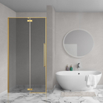 Aqua Vista Oria Linea porte de niche - 100x200cm - incl. kit de montage - verre fumé - or brossé SW1428316