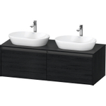 Duravit Ketho.2 Wastafelonderbouwkast - inclusief consoleplaat - met 2 laden - voor dubbele waskommen - 140x55x45.9cm - met handgrepen antraciet - eiken zwart mat SW772294