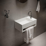 Ideavit Solidcube Lavabo 50x30x20cm rectangulaire 1 trou de robinet 1 bassin avec porte-serviettes Solid surface blanc SW85934