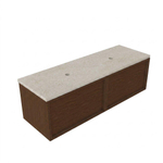 Saniclass Holz Frame Ensemble de meubles de salle de bains - 140x45x43cm - Plan de travail en pierre naturelle travertin - sans trou de robinetterie - 2 tiroirs - walnut pure mat (bois) SW1478891