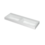 INK Momento wastafel - 140x45x9cm - 2 wasbakken - 2 kraangaten - polystone wit glans SW68643