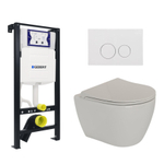 Plieger Lima Ensemble WC - réservoir encastré UP320 - WC suspendu - sans rebord - abattant - softclose - plaque de commande blanche - boutons ronds - blanc SW1222522