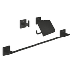 Grohe Start Cube QuickFix Accessoireset 3-delig - toiletrolhouder - met klep - handdoekhaak - handdoekhouder - 60cm - matte black (mat zwart) SW1126519