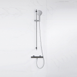 FortiFura Calvi Ensemble de douche barre curseur avec douchette ronde, flexible en métal et robinet de douche Chrome SW811950