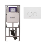 Geberit Inbouwreservoir UP320 met QeramiQ metal bedieningsplaat - dualflush - ronde knoppen - metaal wit mat SW976087