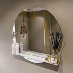 Mondiaz SPOT Badkamerspiegel - rond 80cm - spiegelplanchet - kleur Linen SW1235554