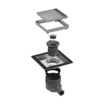 Easy drain Aqua Plus Quattro Drain de sol - 15x15cm - grille carrelable - sortie latérale - profondeur d'encastrement 7.5cm - inox 2302723