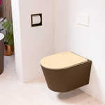 Mondiaz LAVIE hangtoilet – spoelrandloos – 36 x 53 cm – met softclose zitting – Rust (bruin), zitting Sand (beige) SW1208775