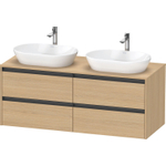 Duravit ketho meuble sous 2 lavabos avec plaque console et 4 tiroirs pour double lavabo 140x55x56.8cm avec poignées anthracite chêne naturel mat SW772788