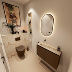 MONDIAZ TURE-DLUX 80cm toiletmeubel Rust. EDEN wastafel Frappe positie links. Zonder kraangat. SW1102989