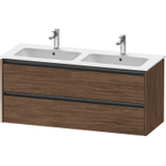 Duravit Ketho.2 Wastafelonderbouwkast - met 2 laden - voor dubbele wastafel - 128x48x55cm - met grepen antraciet - donker noten mat SW772058