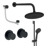 Crosswater MPRO Module ensemble de douche pluie encastré – douche de tête Ø 20 cm – 2 leviers – barre de douche 69.8 cm – vidage de baignoire – noir mat SW1472437