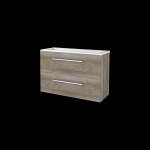 Basic-Line Start 39 ensemble de meubles de salle de bain 100x39cm avec poignées 2 tiroirs vasque acrylique 0 trous pour robinet mfc scotch oak SW351509