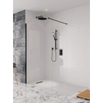 Crosswater Design New Paroi de douche latérale avec profilé mural - 100x195cm - noir mat et verre clair SW405139