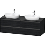 Duravit Ketho.2 Wastafelonderbouwkast - inclusief consoleplaat - met 4 laden - voor dubbele waskommen - 160x55x56.8cm - met handgrepen antraciet - eiken zwart mat SW772295