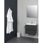 Basic Bella Meuble avec lavabo en porcelaine 60x55x46cm 1 trou de robinet avec miroir Anthracite mat SW398075