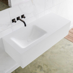 Mondiaz Lagom Meuble avec 1 tiroir 110x30x45cm vasque Cloud gauche sans trous de robinet Solid Surface Talc SW408885