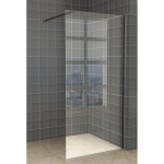 Douche à l'italienne Wiesbaden Slim 95x200cm avec verre clair de 8mm avec profil noir et barre de renfort SW419917