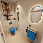 MONDIAZ TURE-DLUX Meuble toilette - 40cm - Jeans - EDEN - vasque Frappe - position droite - 1 trou de robinet SW1102799