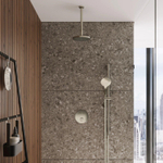 Hotbath Cobber IBS22 Ensemble de douche de tête encastré - bras de plafond 15 cm - douche de tête ronde 30 cm - douchette 3 jets - barre de douche - nickel brossé SW299057