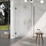 Fortifura Galeria Douchecabine - 100x90x200cm - scharnieren - deurgreep - vlak - gesatineerd veiligheidsglas - PVD - geborsteld koper SW1222259