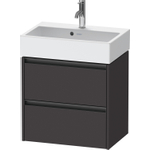 Duravit Ketho 2 Wastafelonderkast - 2 laden - 58.4x39x54.9cm - grepen antraciet - grafiet supermat SW772976