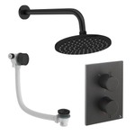 Crosswater MPRO ensemble de douche pluie encastré – douche de tête Ø 20 cm – sans douchette – 2 leviers – vidage de baignoire – noir mat SW1472567