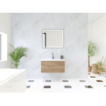 HR Matrix ensemble meuble de salle de bain 3d 80cm 1 tiroir sans poignée avec bandeau couleur chêne français avec vasque djazz 1 trou robinet blanc SW857043