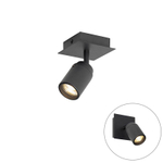 QAZQA Ducha Plafonnier de salle de bains - 10x10cm - 1 spot - IP44 - carré - noir mat SW1187256