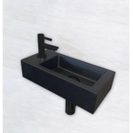 Wiesbaden Rhea S fonteinset – 36x18x9 cm – keramiek mat zwart – kraangat links – zwarte kraan SW539020