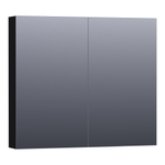 BRAUER Plain Spiegelkast - 80x70x15cm - 2 links/rechtsdraaiende spiegeldeuren - MDF - mat zwart SW392898