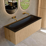 MONDIAZ KURVE 120cm Meuble salle de bain - couleur Oak - 1 tiroir - vasque BIG LARGE centre - sans trous de robinet - Urban SW1138385