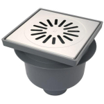 Aquaberg bac en plastique avec évacuation base 75mm grille en inox non réglable 20x20cm avec seau PPC siphon à odeur 60mm 2300049
